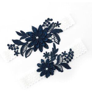 🆕Women Blue Garters Bride Wedding Garter Thigh Wedding Garter Set for Brid